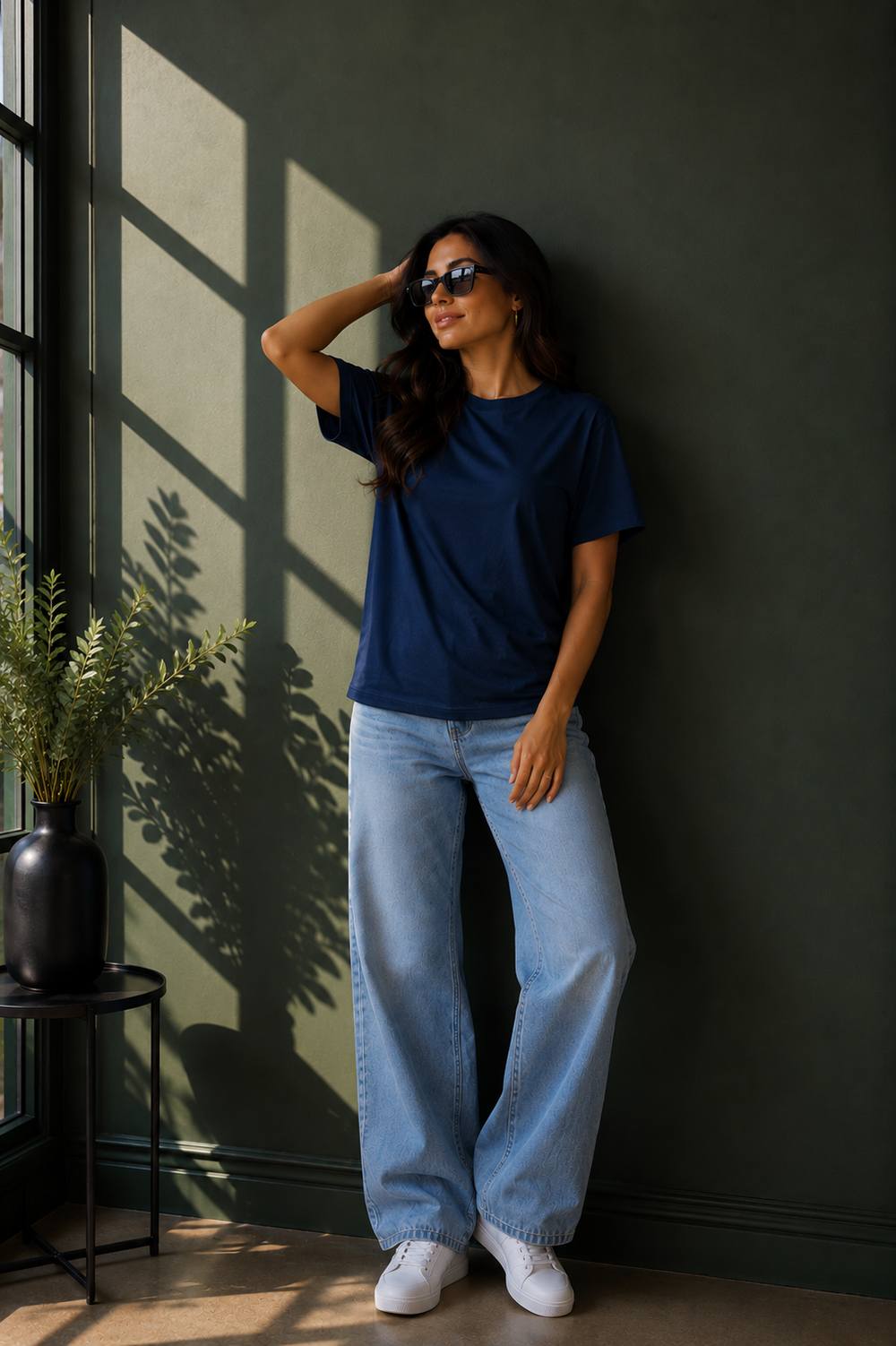 Camiseta Linea Feminina - Azul Marinho - Frente