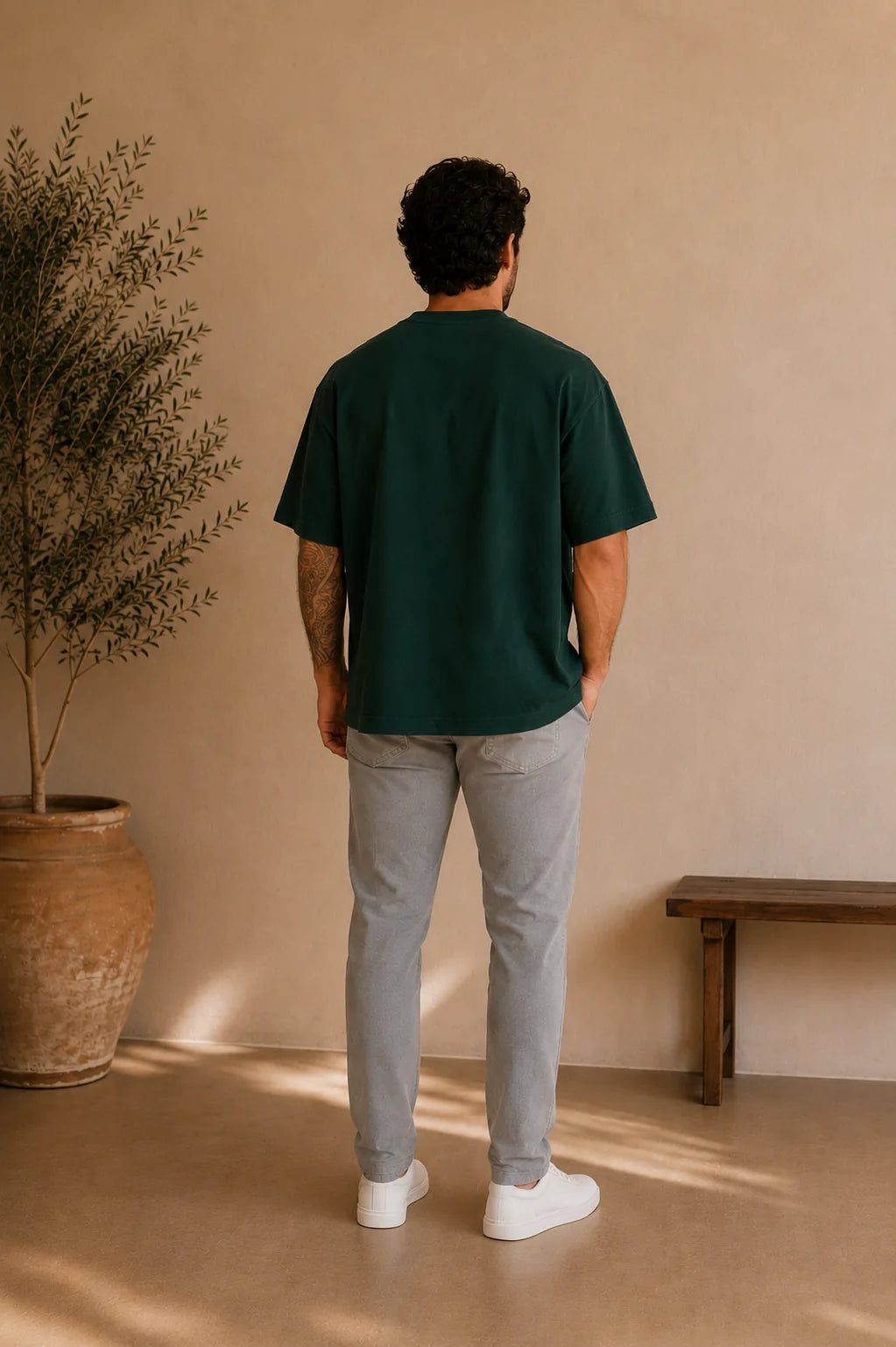 Camiseta Ample Oversized - Verde Floresta - Costas