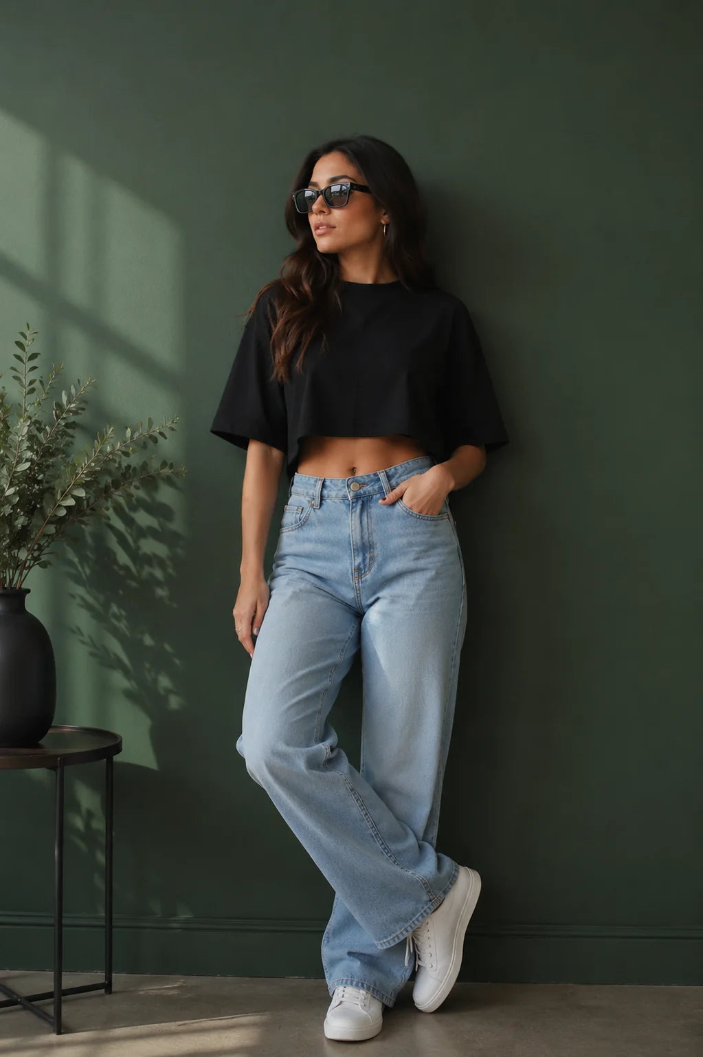 Cropped Aura Oversized - Preto - Frente