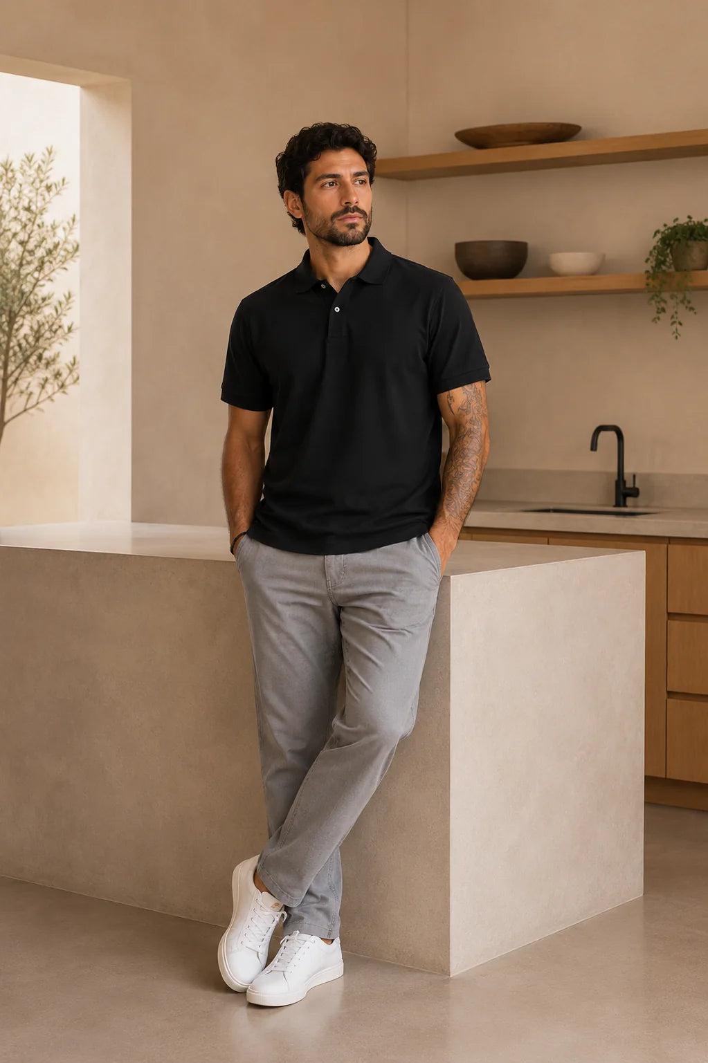 Apollo Essential Off-White - Preto - Frente