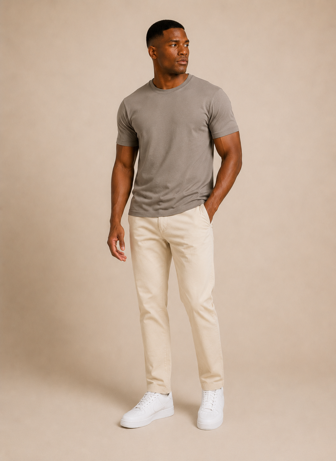 Camiseta Casual 26.1 Penteado em Bege Costeiro