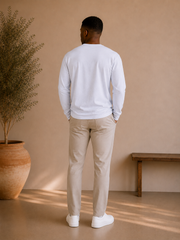 Camiseta Manga Longa Basic Streetwear em Branco