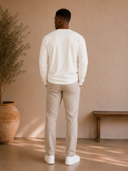 Camiseta Manga Longa Basic Streetwear em Off White