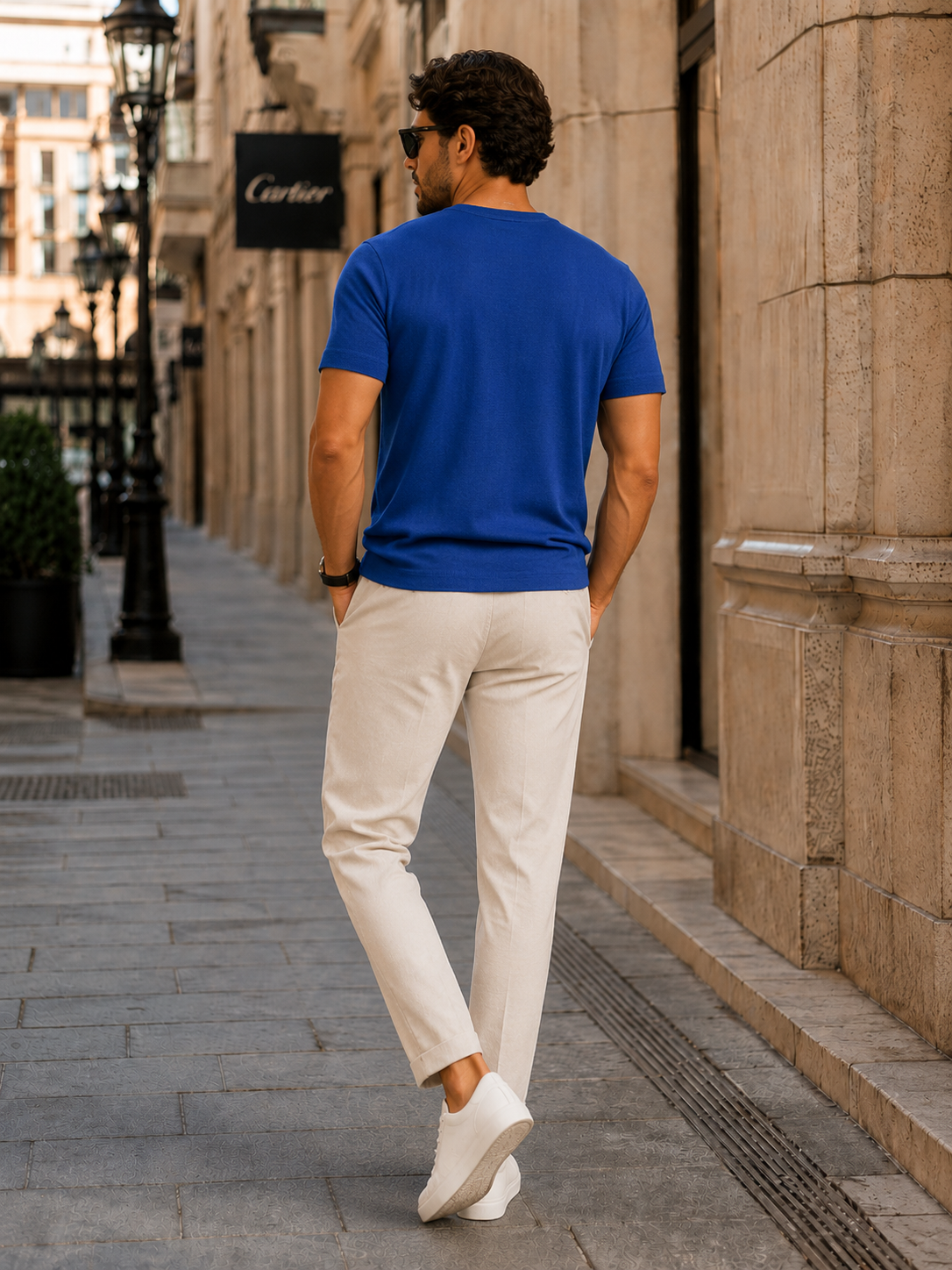 Camiseta Essentials Slim Fit Cotton em Azul Marinho