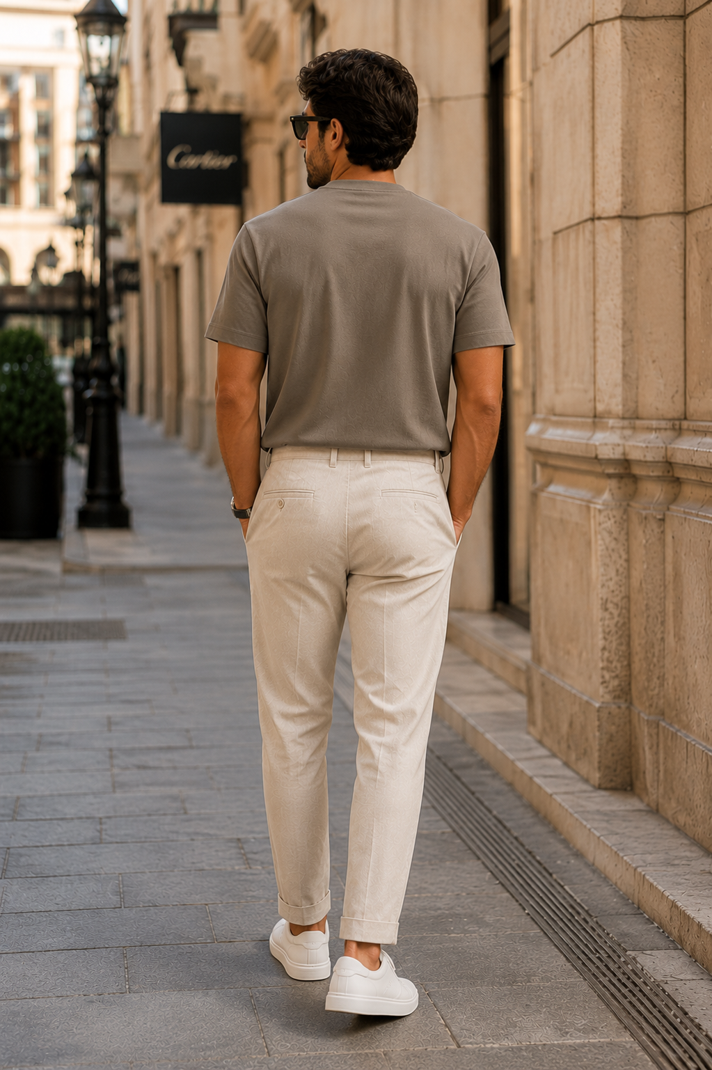 Camiseta Essentials Slim Fit Cotton em Bege Costeiro