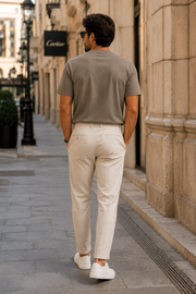 Camiseta Essentials Slim Fit Cotton em Bege Costeiro