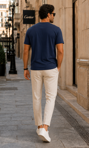 Camiseta Essentials Slim Fit Cotton em Marinho Profundo