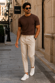Camiseta Essentials Slim Fit Cotton em Marrom Chocolate