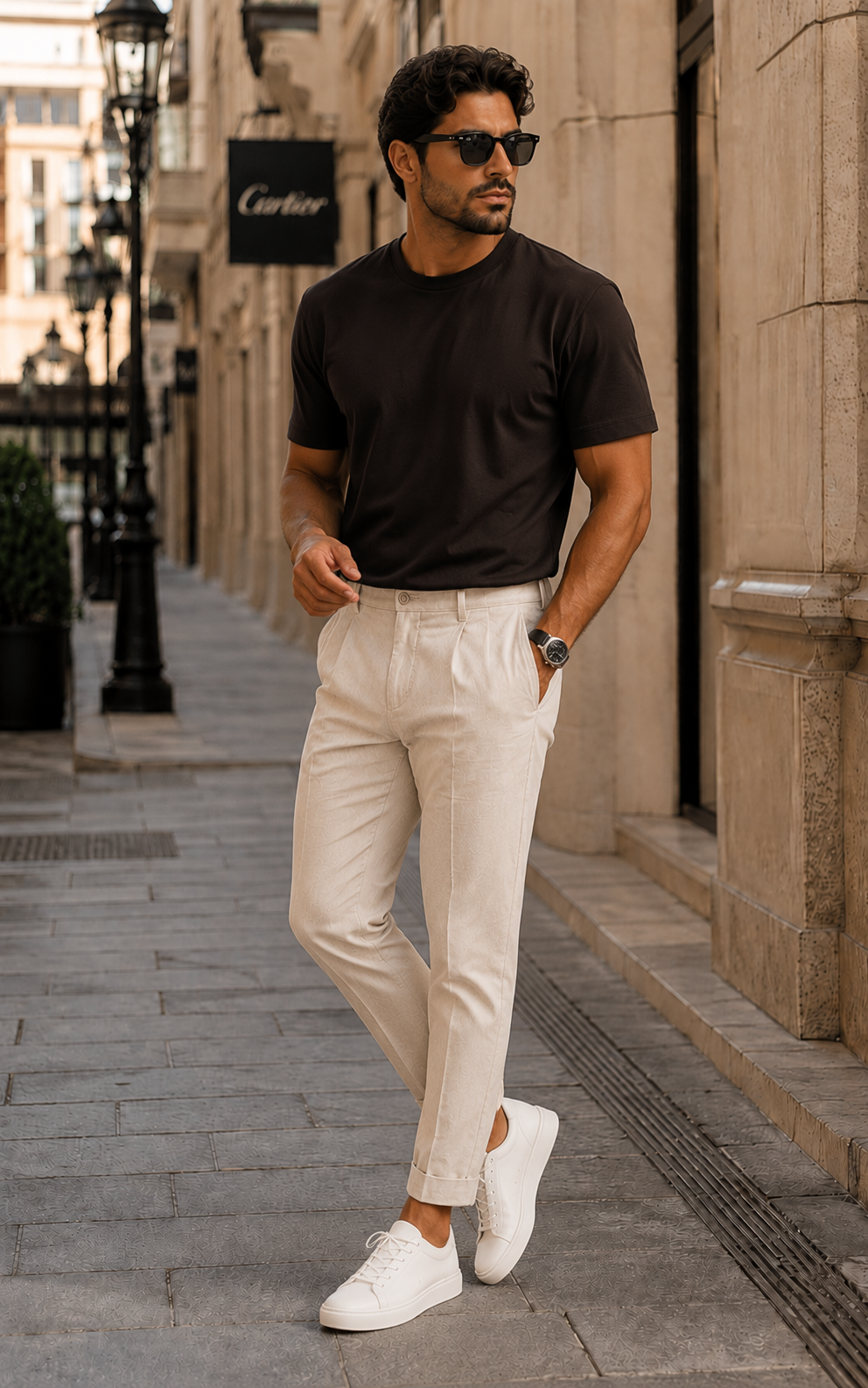 Camiseta Essentials Slim Fit Cotton em Marrom Monte Carlo