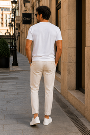 Camiseta Essentials Slim Fit Cotton em Off White