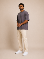 Camiseta Oversized Soft Double em Chumbo Cassino