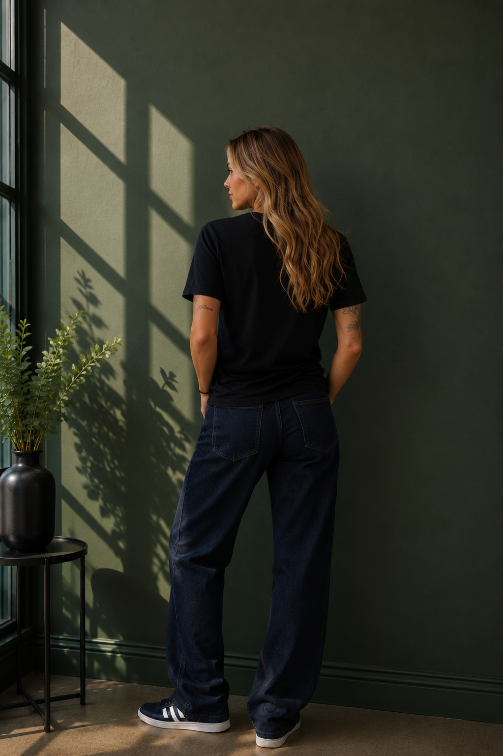 Camiseta Linea Feminina - Preto - Verso